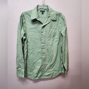 Croft & Barrow Shirt Medium Button Front Green Long Sleeve Casual Office‎ C146